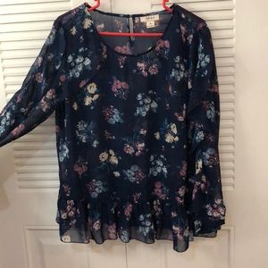 Sheer navy print top